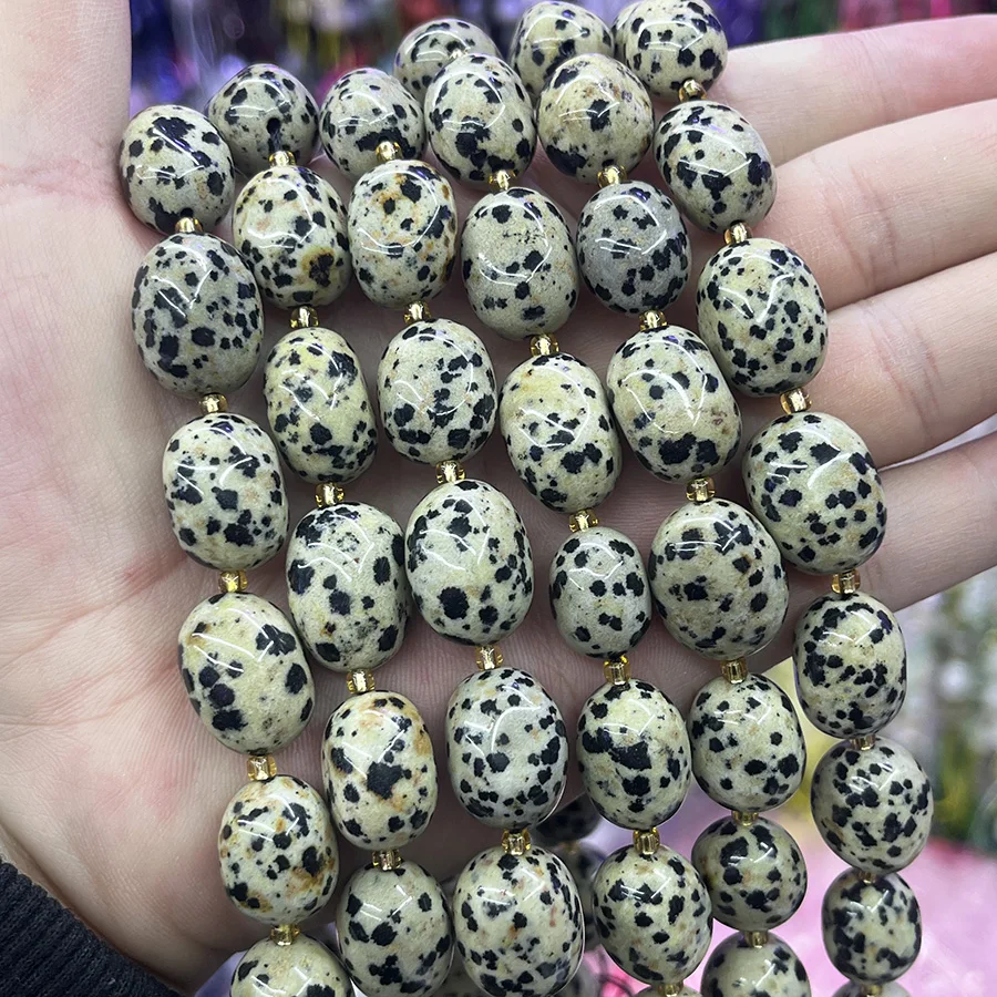 10-15mm Natural Spotted Stone Conformal Lrregular Faceted Loose Beads For Jewelry Making DIY Necklace Bracelet 15''