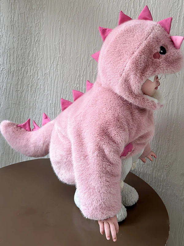 

Зимний свитер Jaet для девочек, новинка 2025, модный свитер с динозавром Fce, детское пальто, теплое, милое, длинное све, на молнии