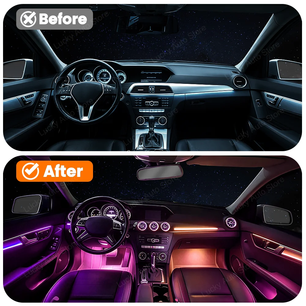 For Mercedes W204 2010-2014 Car RGB Bluetooth APP Control Symphony Auto Interior Lighting Lnterior Modification Accessories