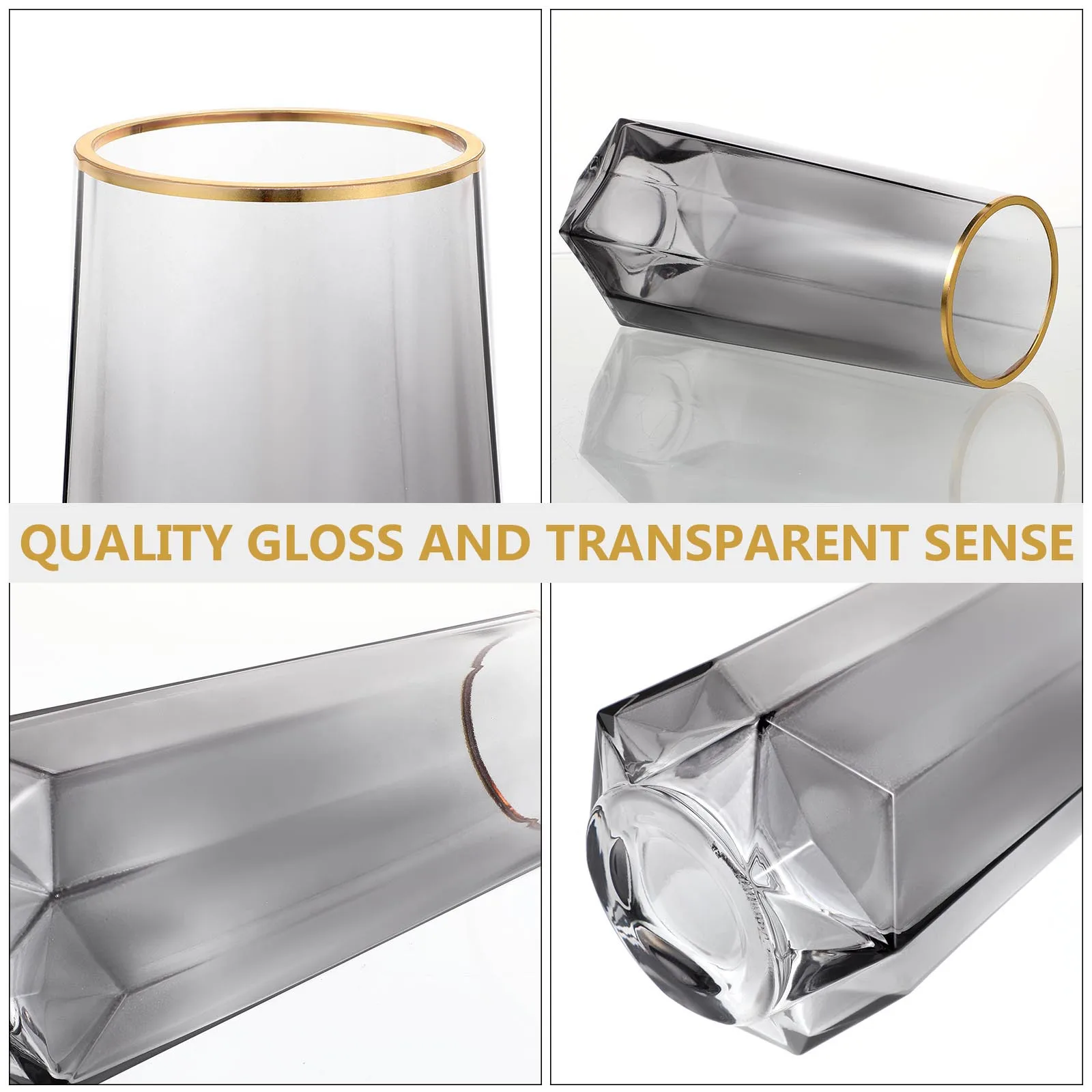 

1Pcs Glass Vase with Gold Edge Creative Flower Arrangement Container Decorative Desktop Vase Adornment Flower Container