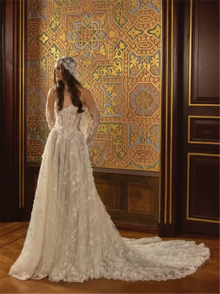 

Lace Wedding Dress Corset Beach Vestido De Novia Bohemio Mangas Desmontables A line Bespoke Novias Dresses 2025 Hochzeitskleid