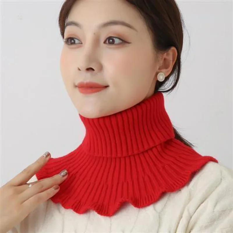 Warm Knit False Neck Scarf Women's Turtleneck Detachable Winter Windproof Wrap Women Soft Ruffle Neck Collar Luxury Шарф Hijab