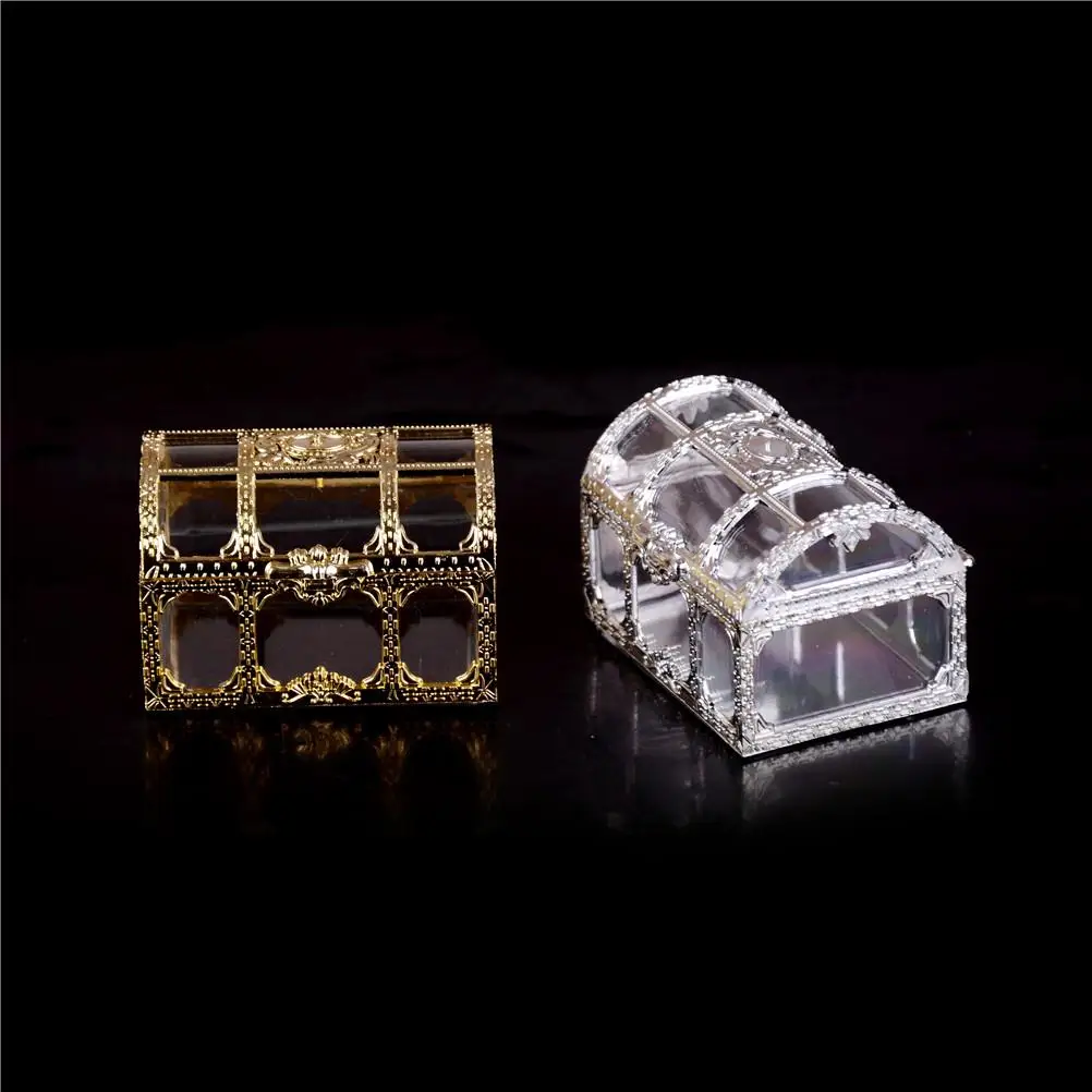 Jewelry Storage Box Case Holder Vintage  Mini Plastic Treasure Chest Storage Box Jewelry Organizer Box Gift Box