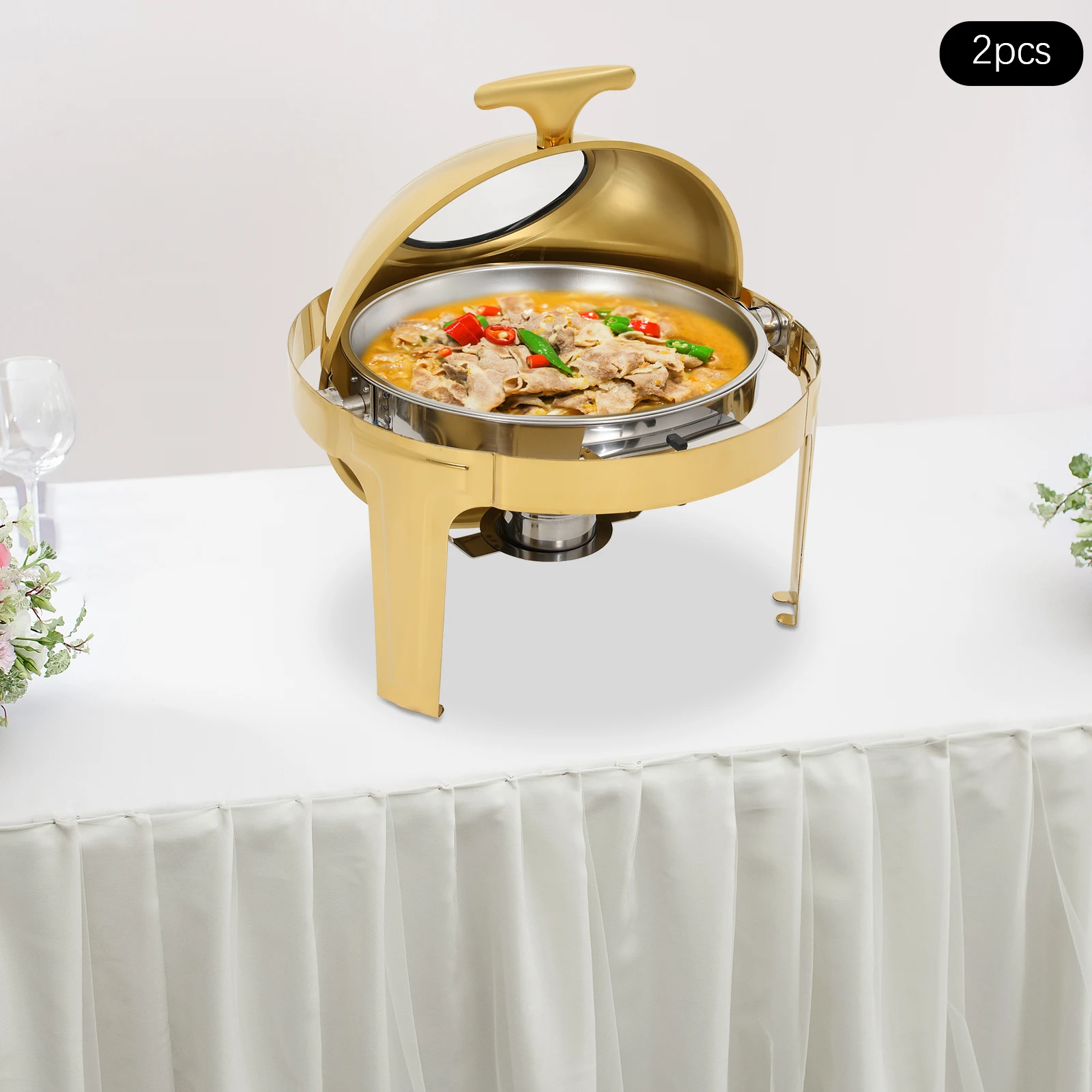 

2/3 предмета, набор жаровни из нержавеющей стали, буфет, золотая круглая столешница 47*47*45 см для общественного питания