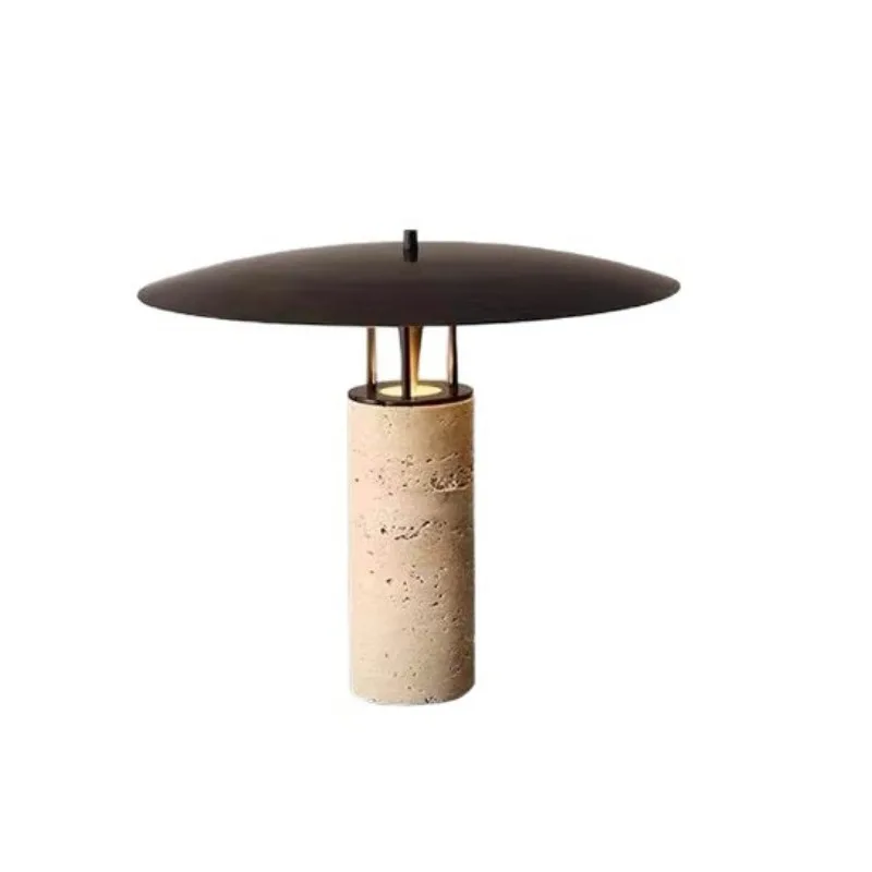 Yellow travertine mushroom table lamp living room bedroom study retro creative bedside table lamp