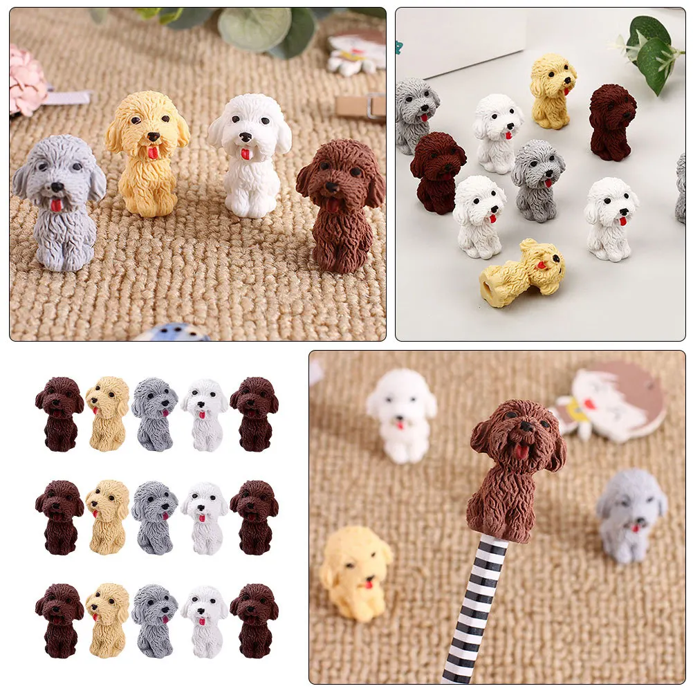 

16pcs Puppy Erasers Set Animal Shaped Dog Rubber Mini Decorative Car Ornament for Kids Adults Stationery Gift
