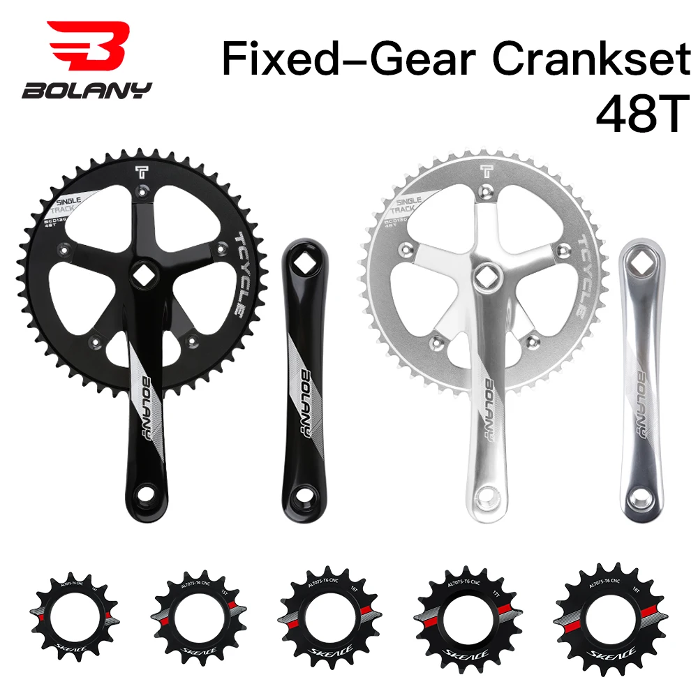 

Шатун BOLANY Fixie 48T с квадратным отверстием 7075, алюминиевый сплав, 130BCD, односкоростной велосипед с фиксированной передачей, односкоростной шатун 170 мм