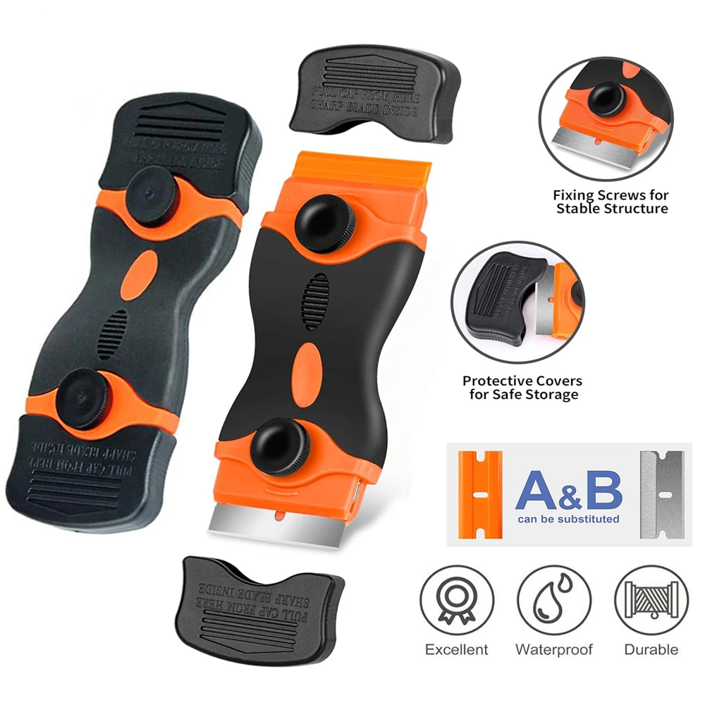 Metal/Plastic Razor Blade Scraper Edge Removal Tool Cleaning Automotive Film Sticker Scraper   Remover Adhesive Tool Ergonomical