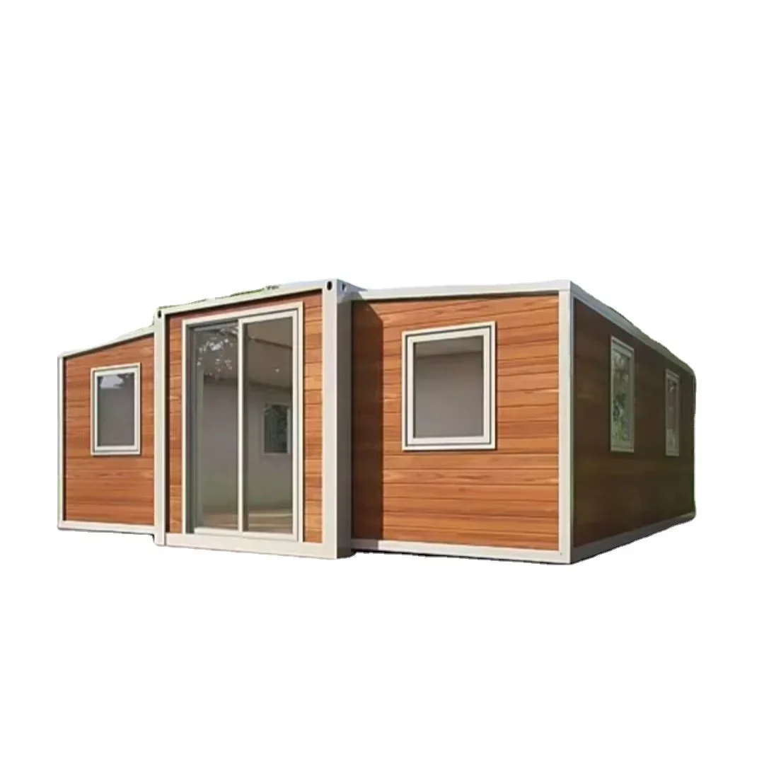 Double-Wing Folding Container House Three Rooms Modern Design Style Office Building-Made Steel Sandwich Panel Quick Installation