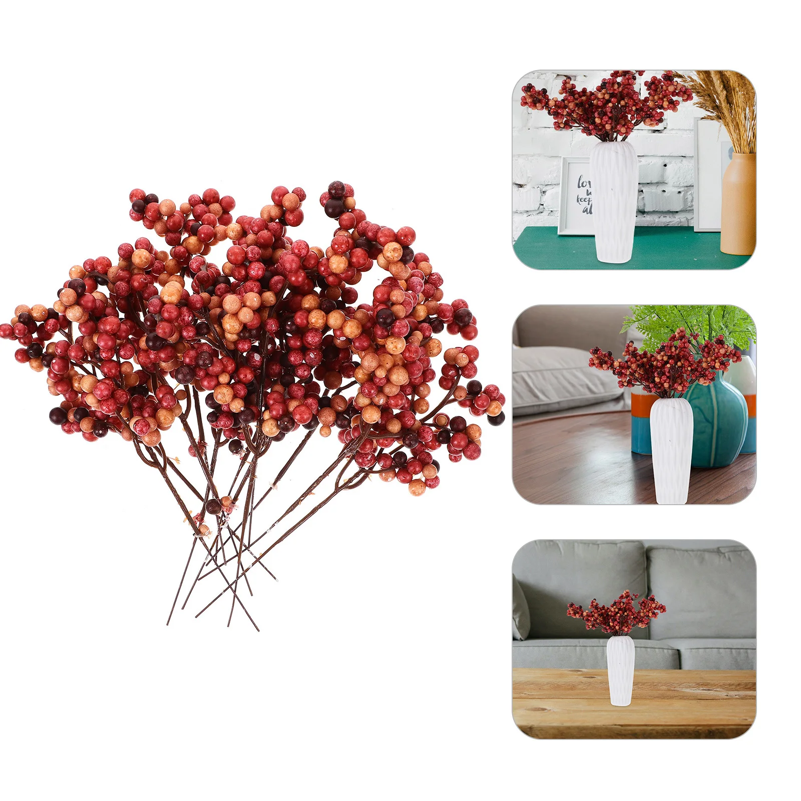 

12Pcs Faux Berries Picks Xmas Artificial Berry DIY Unique Holiday Decor Warm Inviting Colors Christmas Berry Stems