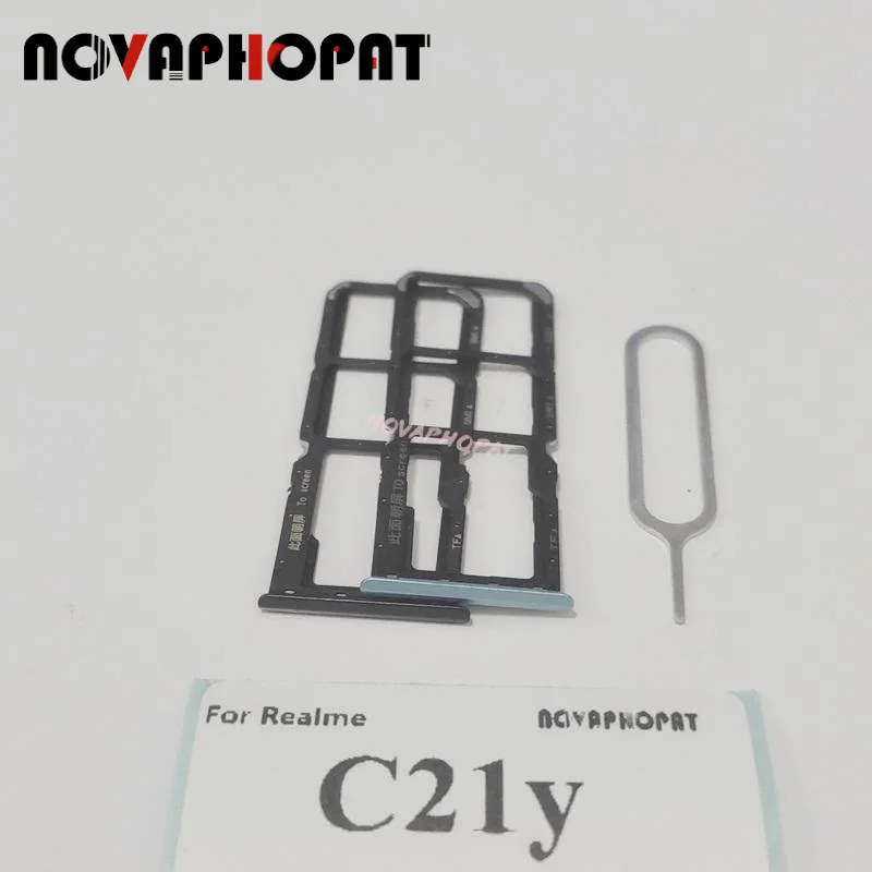 Novaphopat Brand New SIM Card Tray For Realme C21y SIM Holder Slot Adapter Reader Pin