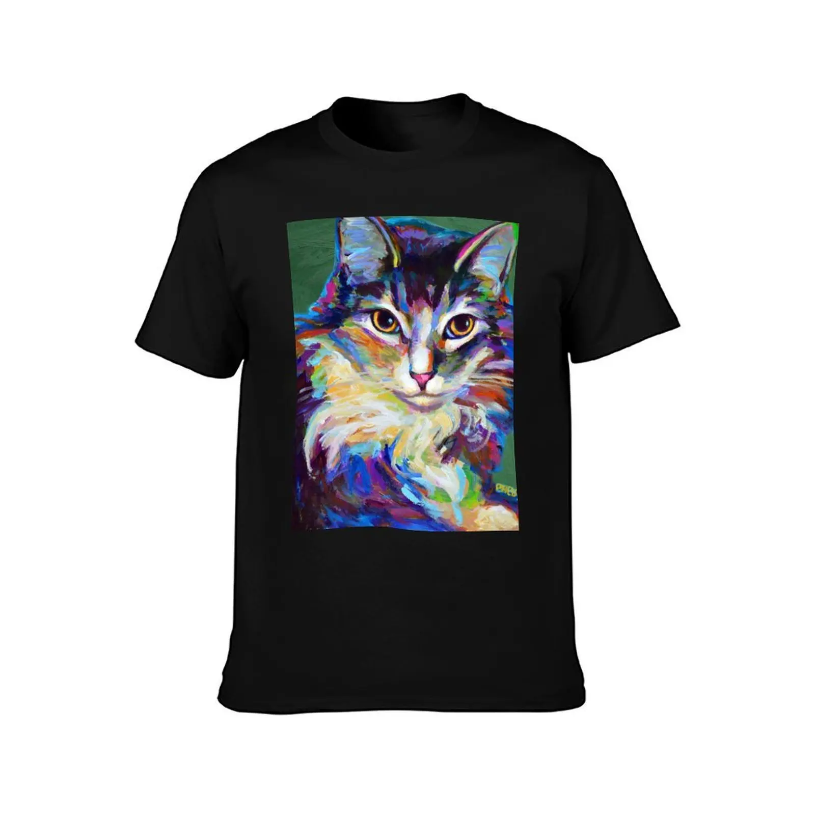 Cute Ragdoll Cat on Green T-Shirt, Summer Casual Cotton Tee, Oversized Streetwear Tops, Vintage Graphic Print, Unisex Men Women
