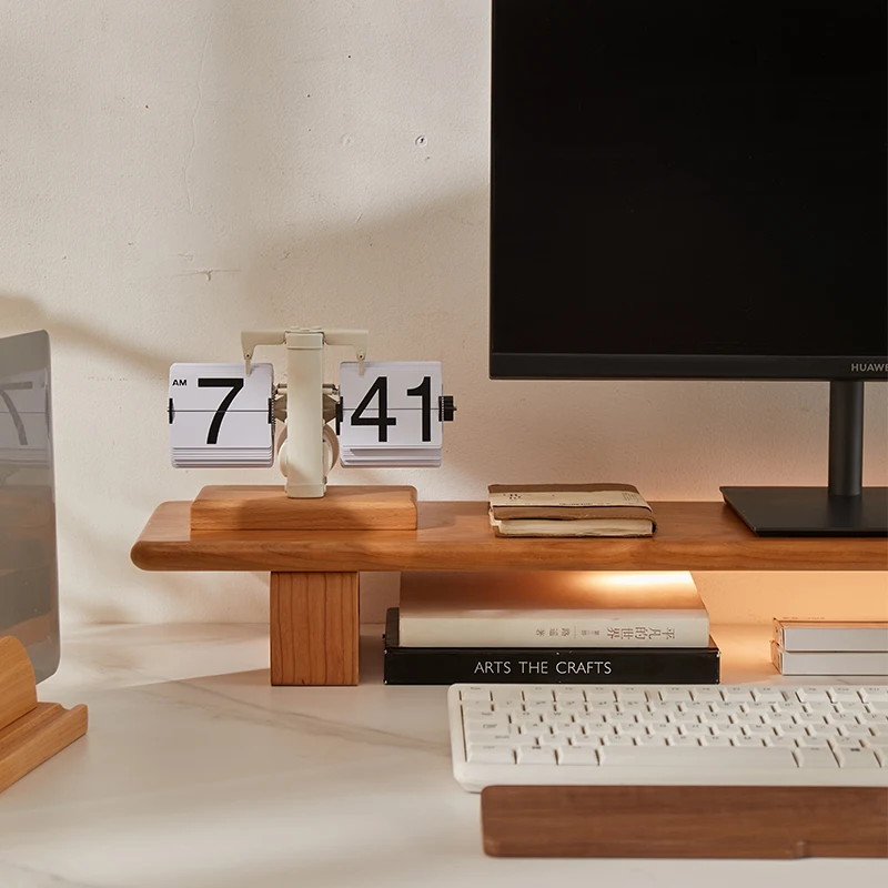 Desktop Display Stand North American Cherry Wood Computer Desks Solid Wood Monitor Base Classic Desk Heighten Notebook Holder - Image 5