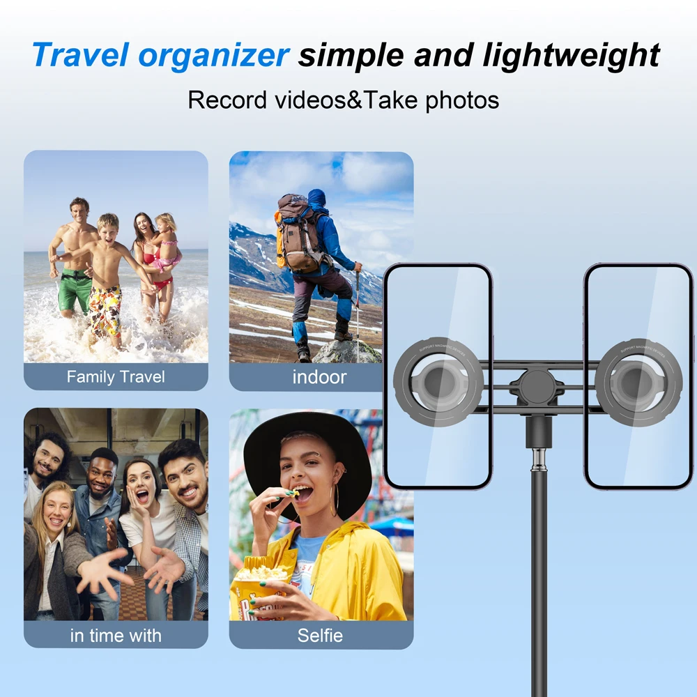 Tripod Floor Two Bit Mobile Phone Holder Magnetic Stand Live Support Photo Multi-functional Video Recording Landing Lazy Bracket