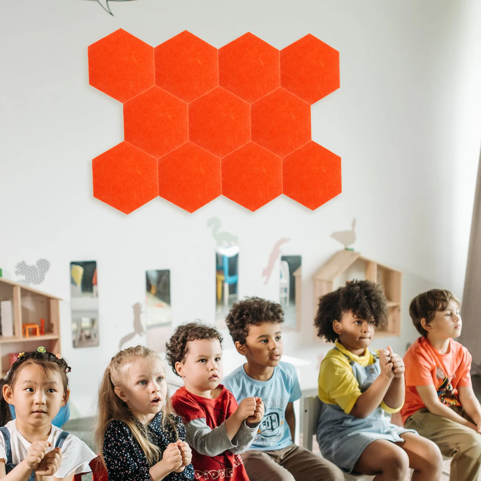 

12 Pcs Hexagonal Felt Board Acoustic Wall Message Boards Bulletin for Double-sided 10cm