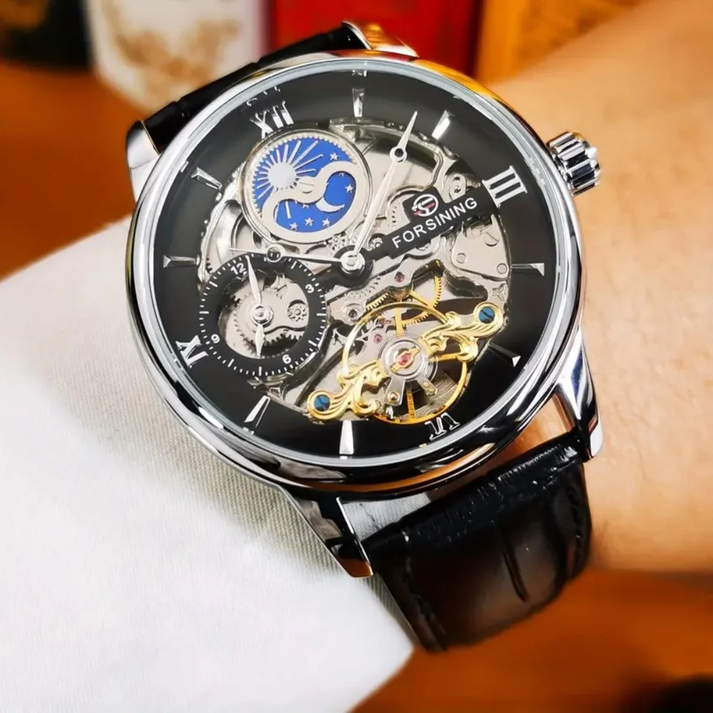 

Роскошные модные мужские часы с турбийоном, автоматические, механические, новая модель, деловые, люксовые, с кожаным ремешком, повседневные, трендовые, с дизайном-скелетоном, подарок на годовщину, Рождество, День святого Валентина, Новый год, праздники, д