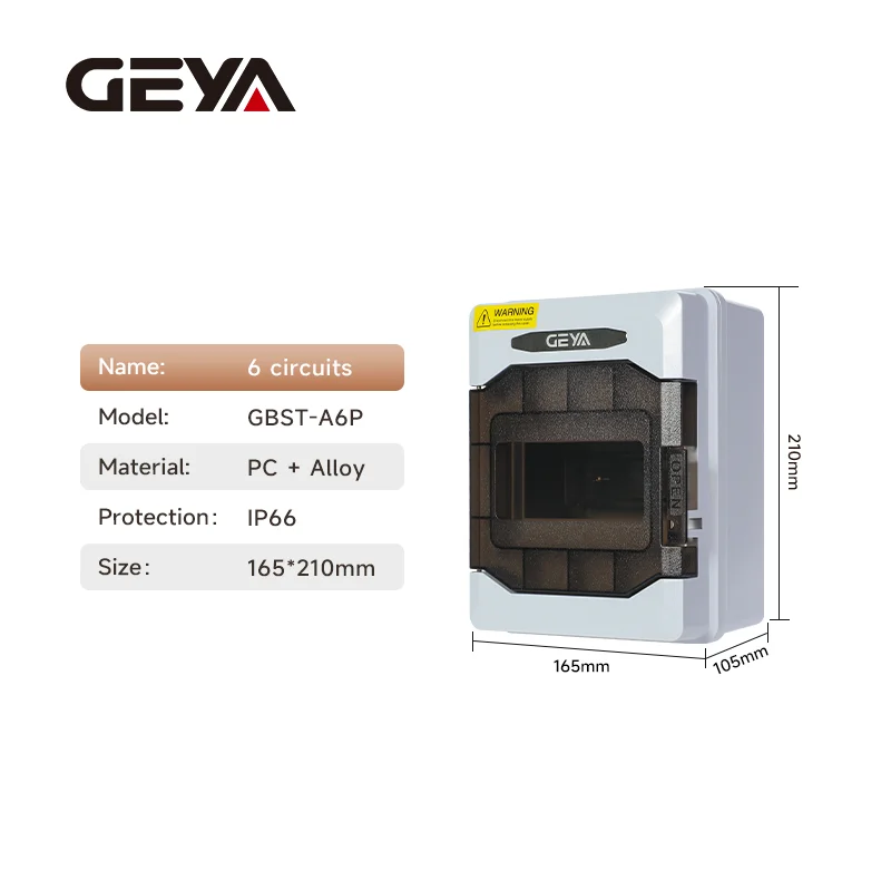 GEYA IP66防水配電ボックス GBシリーズジャンクションボックス 4/6/9/12/18/24WAY PC合金筐体 屋内外壁用