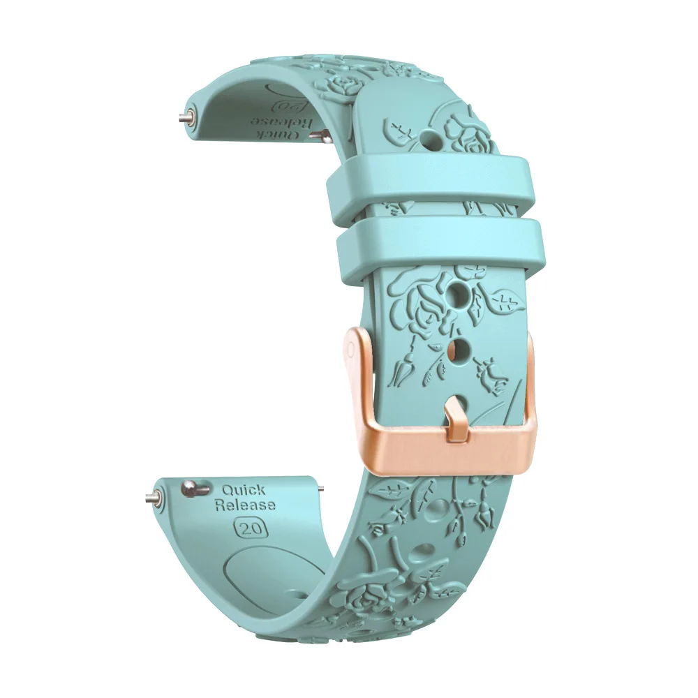 20 مللي متر سيليكون محفورة حزام ساعة اليد لسامسونج غالاكسي Watch7/6/5/4 40 مللي متر/44 مللي متر 5 برو 45 مللي متر ساعة 6 4 كلاسيكي 43 مللي متر/47 مللي متر 42 مللي متر/46 مللي متر