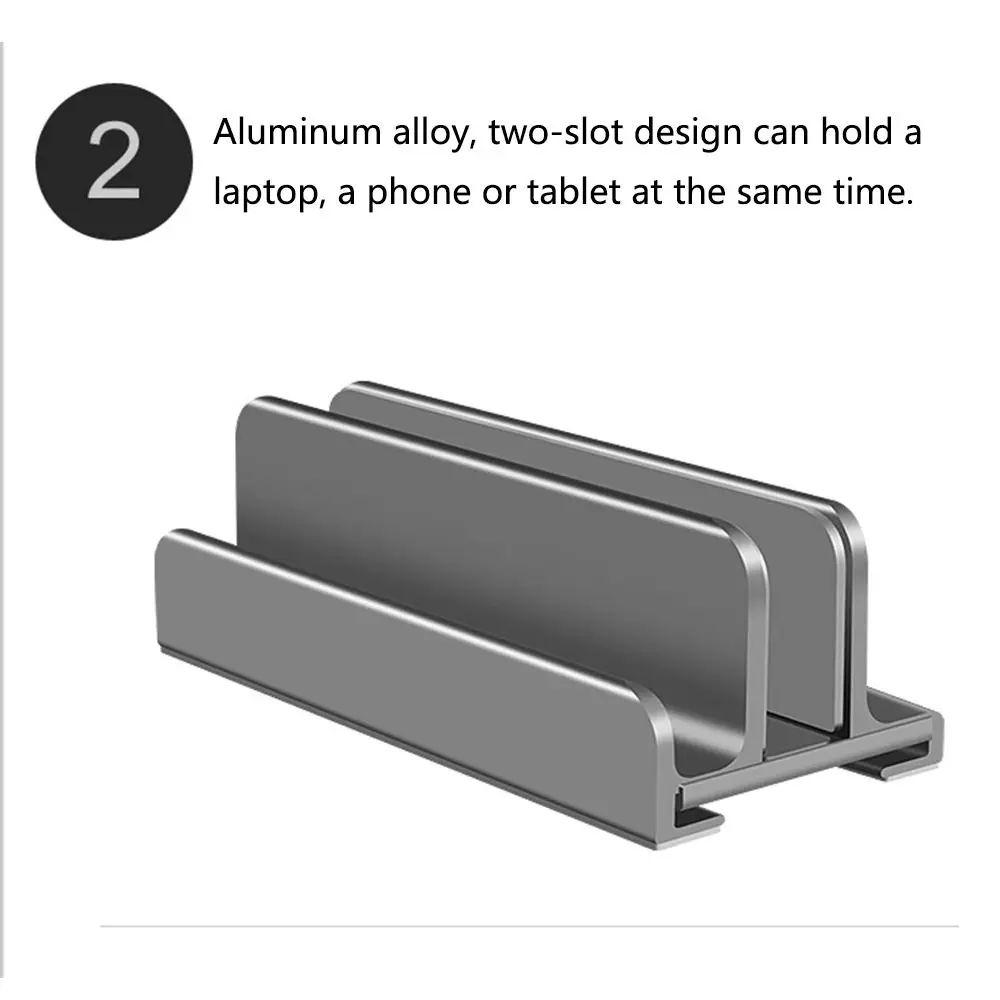 수직 노트북 스탠드 공간 절약형 미끄럼 방지 알루미늄 노트북 거치대, 조정 가능한 녹 방지 데스크탑 노트북 독, 1/2/3 슬롯
