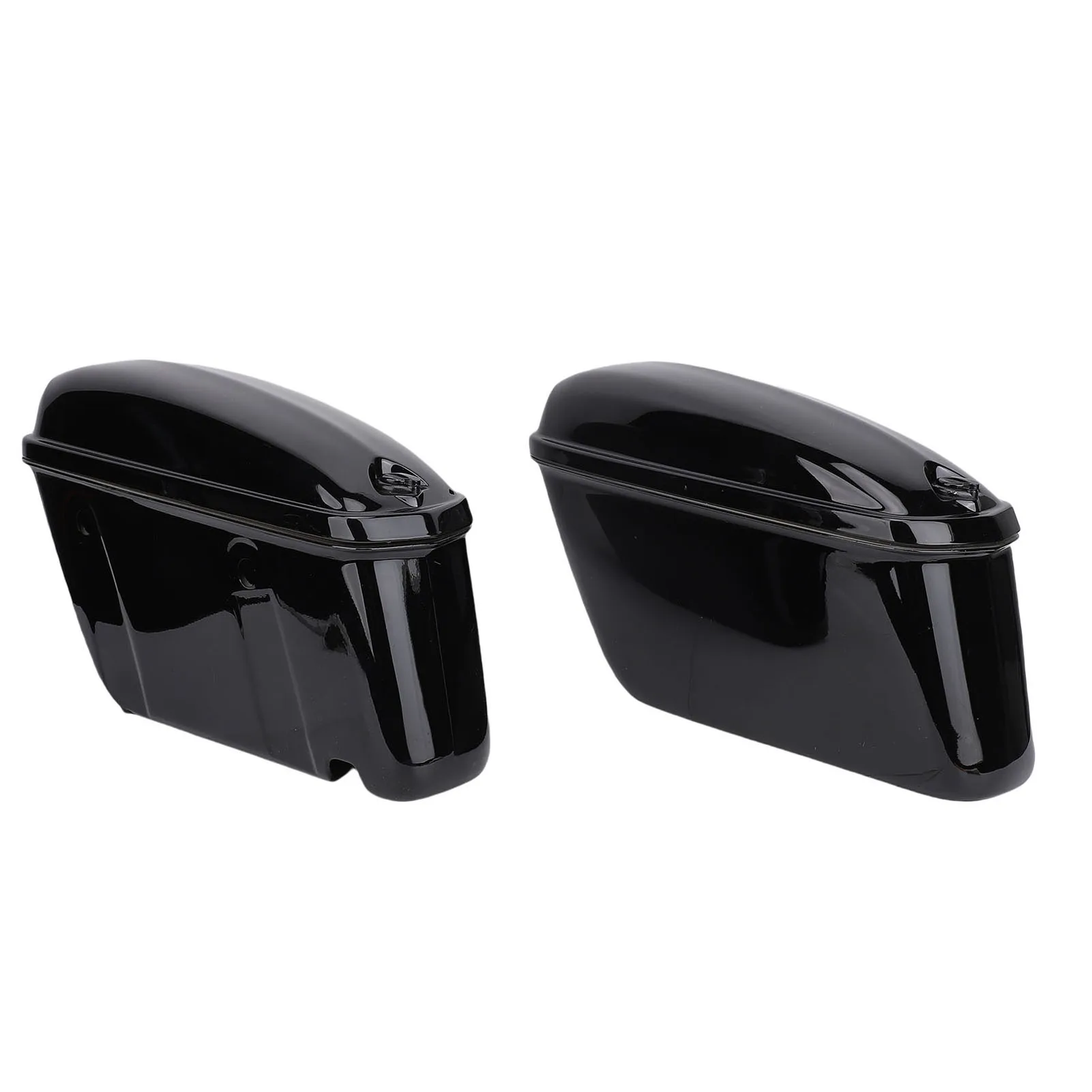 with Lock Rugged ABS Plastics Universal Motorcycle Trunk Side Storage Carrier Glossy Black 22L Motorcycle Hard Saddle Bags