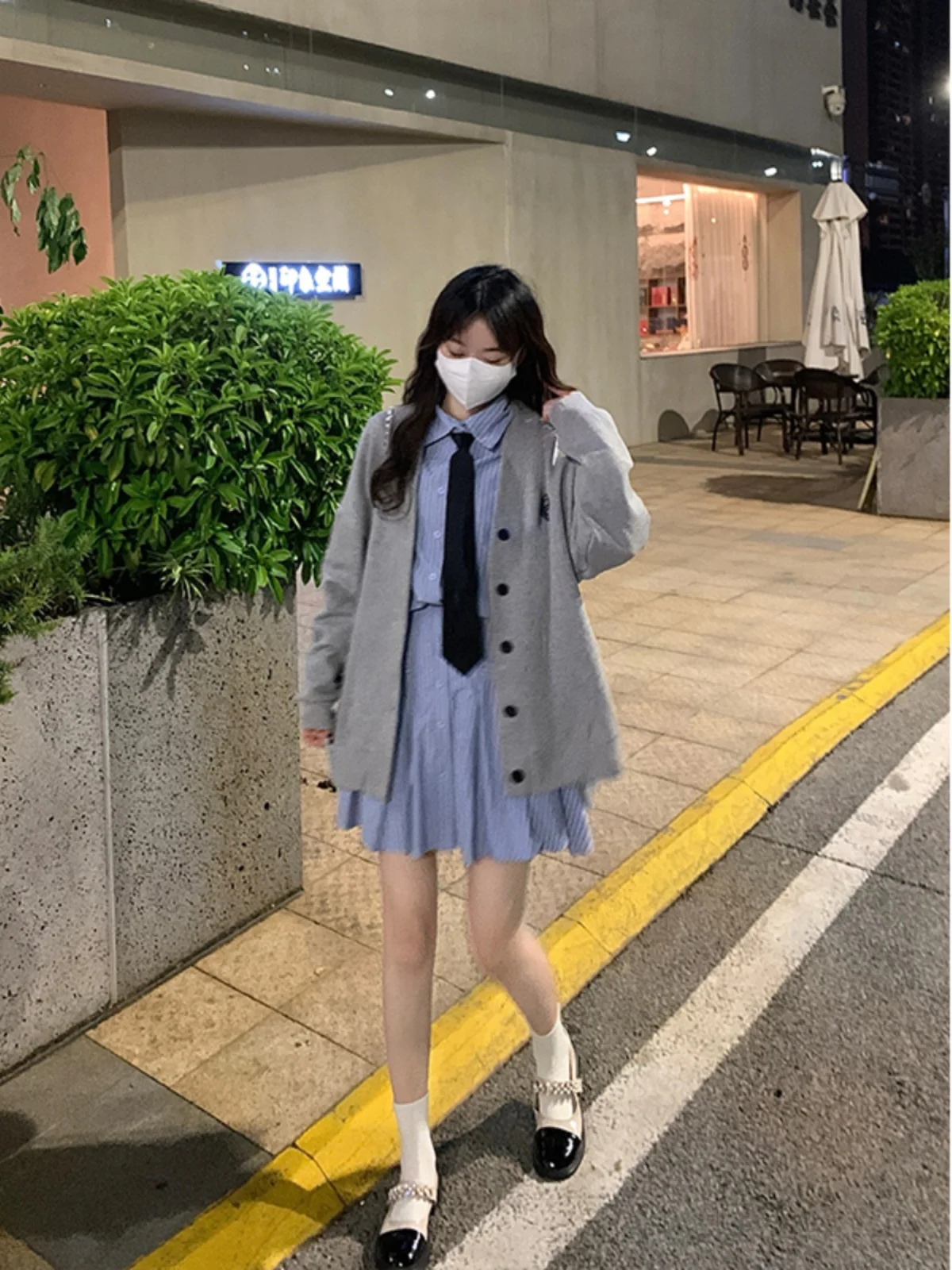

plus Size College Style Two Piece Set Autumn New Striped Shirt Dress Baseball Sweatshirt Open Cardigan Outerwear Fashionable ...