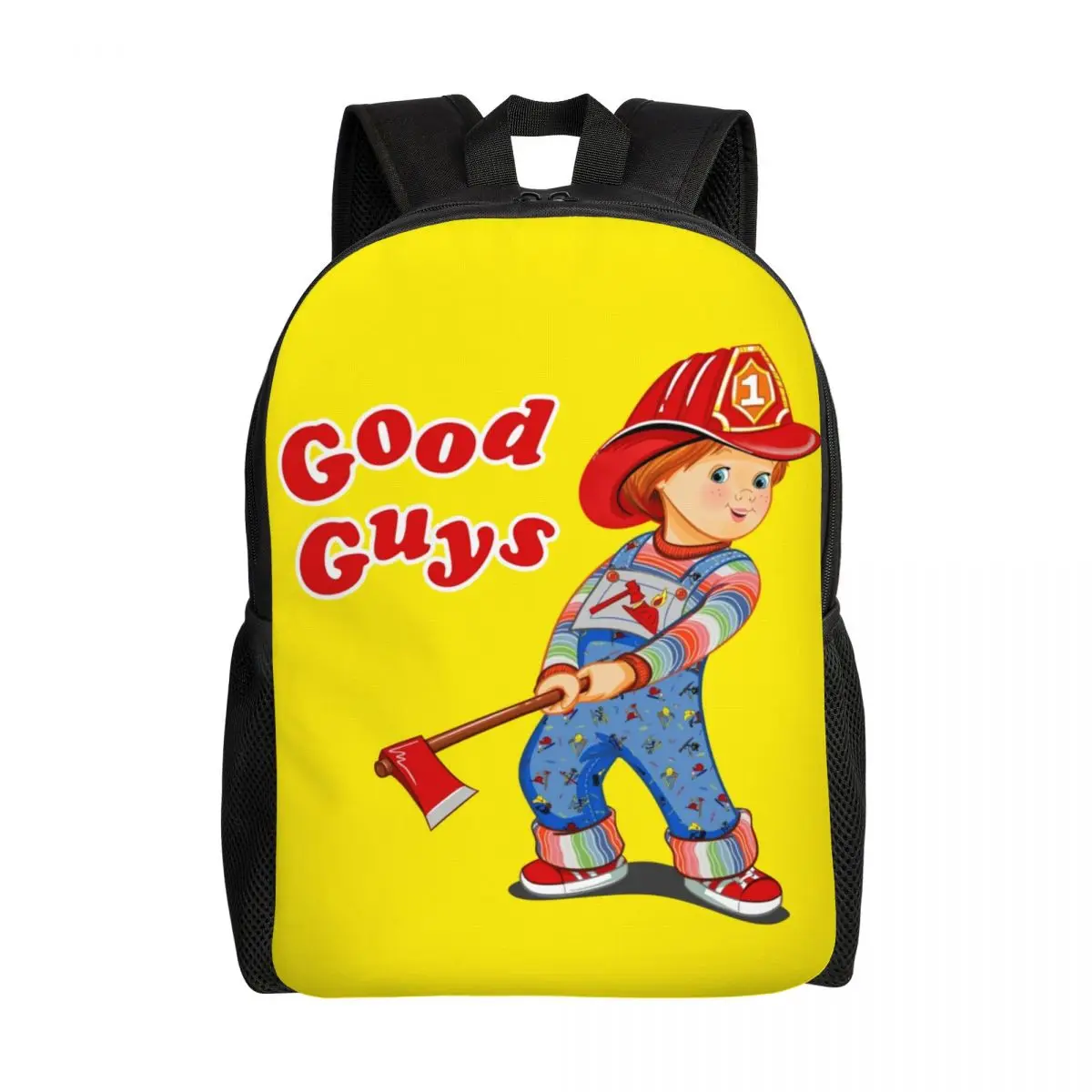 Custom Good Guys Fireman Travel Backpack Men Women School Laptop Bookbag Child's Play Chucky College Student Daypack Bags