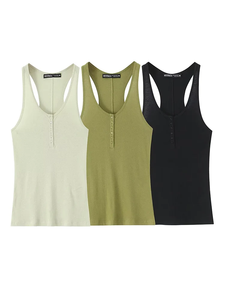 

TFMLN женский летний жилет без рукавов, уличная одежда для отдыха, женская модная тонкая футболка с круглым воротником, новинка 2023 года, наряд