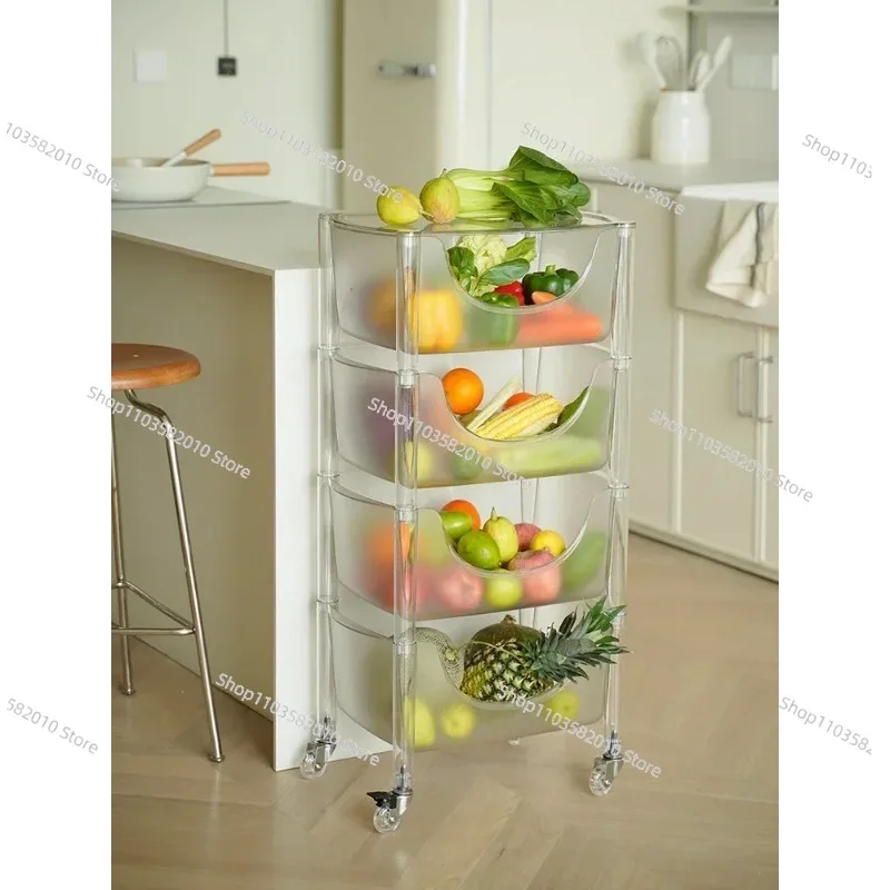 Nordic Removable Acrylic Storage Trolley, Multi-Layer Transparent Snack Cabinet, Rolling Organizer Rack