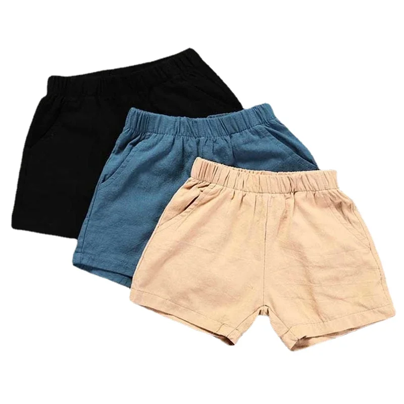 2024 Baby Boys Shorts Summer Cotton Solid PP Linen Shorts for Boy Harem Pants Toddler Children Short Casual Kids Clothing 1-7y