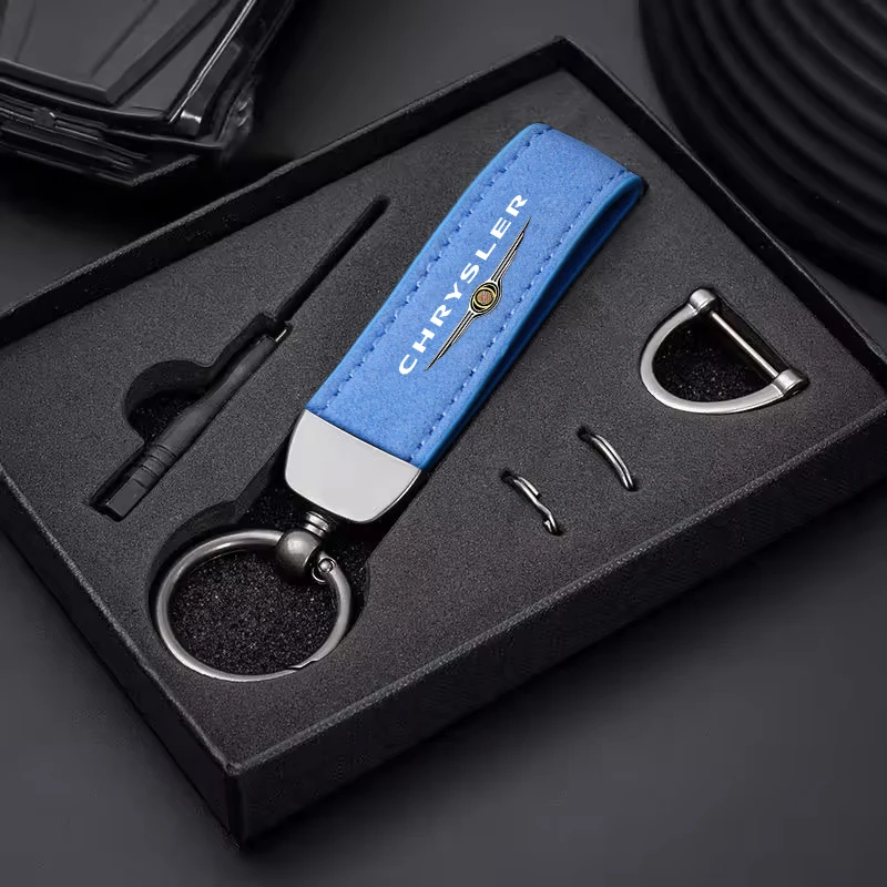 الجلد المدبوغ سبائك الزنك سيارة المفاتيح حلقات المفاتيح لكرايسلر 300c 300 200 200c SRT Pacifica PT السيارات مكافحة فقدان اكسسوارات الديكور #3