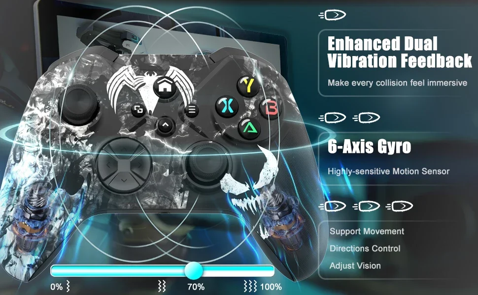 وحدة تحكم لاسلكية WiFi Gemapad متوافقة مع Xbox One، Xbox Series X/S Pc Wifi Gaming Gamepad مع عصا تحكم بمستشعر جيروسكوبي 6 محاور #3