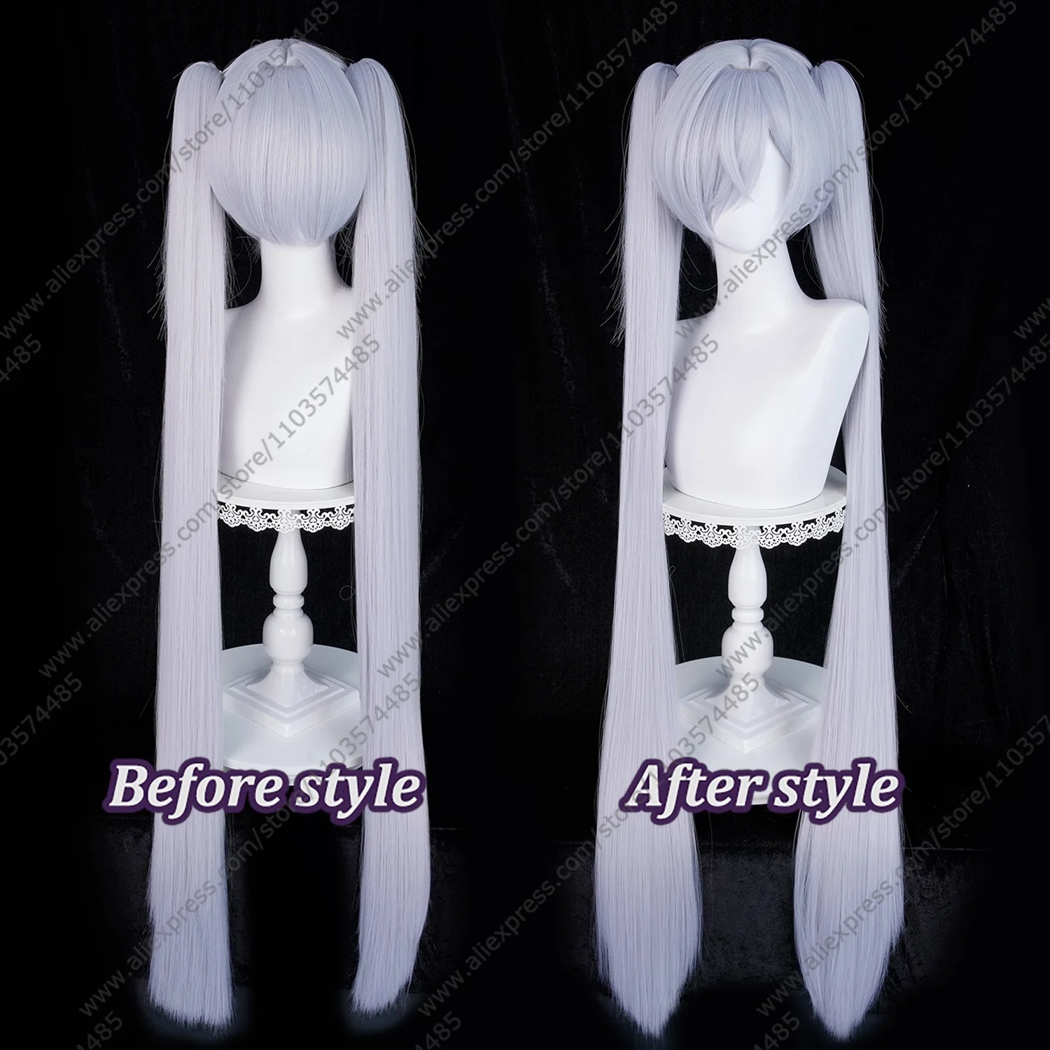 Anime Cinderella Cosplay Wigs 110cm Long Blue Purple Mixed Wig Heat Resistant Synthetic Hair