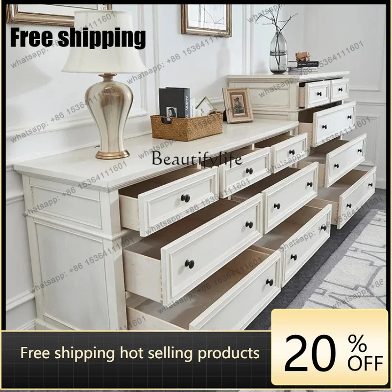 Factory Direct American solid wood chest entrance storage white modern simple bedroom cabinet