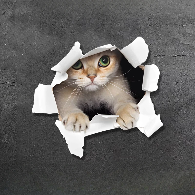 1PC 3D Effekt Katze Motorrad Aufkleber Wasserdichte Motorrad Kraftstoff Tank Helm Dekor Auto Fenster Sonnencreme Lustige Tier Vinyl Aufkleber