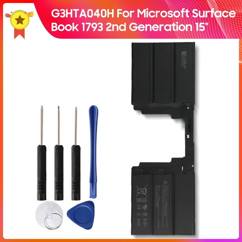 

Replacement Battery G3HTA040H G3HTA041H for Microsoft Surface Book 2 2nd Gen 15 1793 Keyboard 5473mAh + Tool