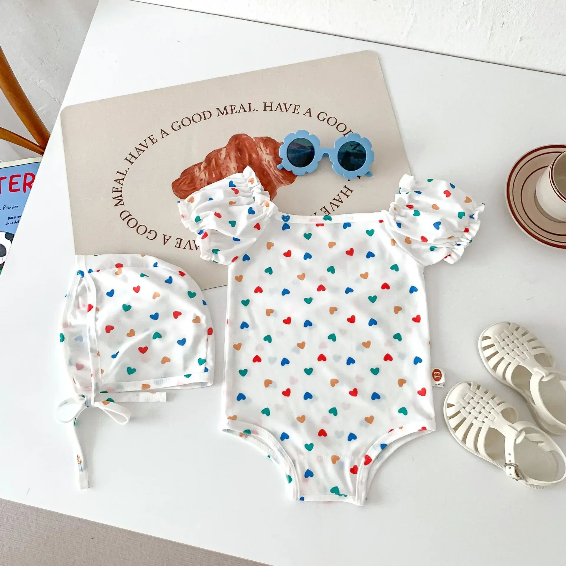 ZOETOPKID 2-teiliges Set Sommer-Baby-Badeanzug mit Schwimmkappe, Einteiliger Badeanzug für Mädchen, Schnelltrocknender Strand-Badeanzug für Draußen – Detail 12