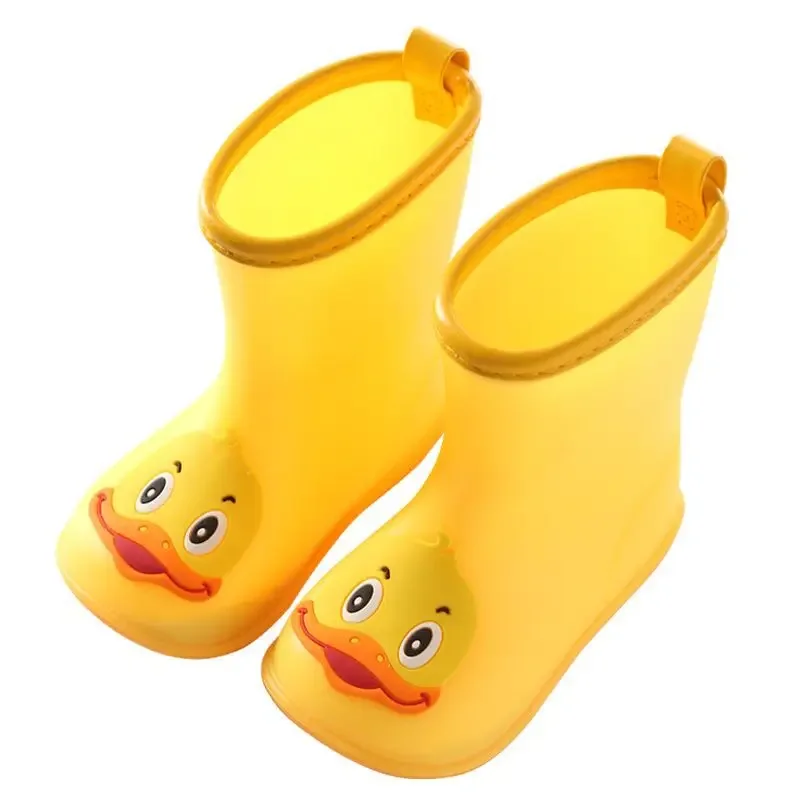 Rain Boots Kids Boy Cute Duck Waterproof Light and Handy Water Toddler Shoes for Girls Children Yellow Rain Boots for Rainy Day