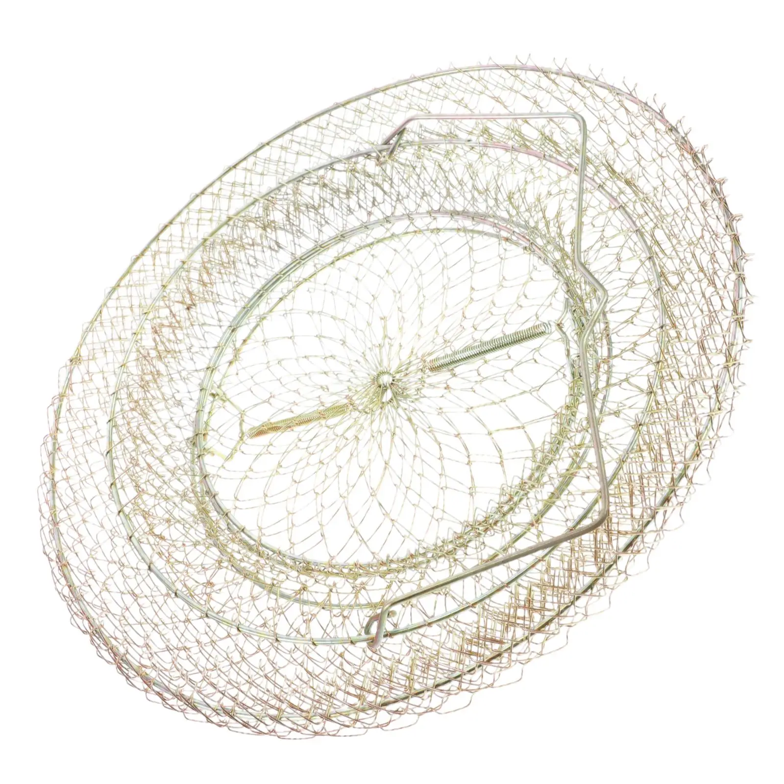 

Wire Fish Basket Collapsible Fishing Net Crab Cage Bucket Shrimp Bait Buckets for Saltwater Baskets Golden