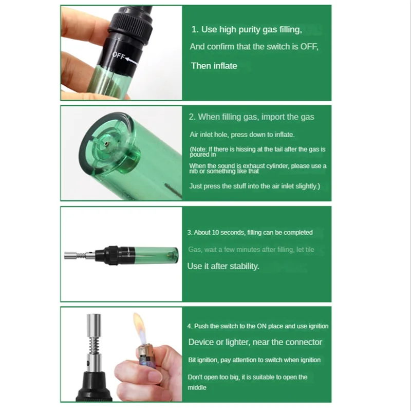 

ABGE-1300℃ Celsius Butane 4 In 1 Gas Soldering Iron Cordless Butane Gas Welding Pen Soldering Kit A