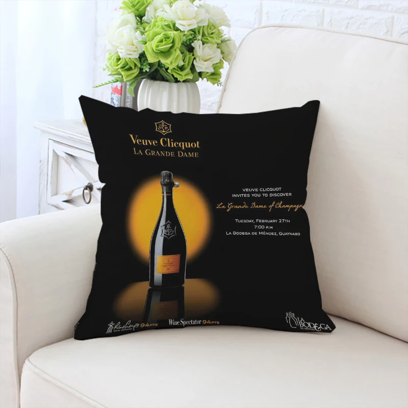 V-Veuve Clicquot Pillow Cases 45x45 Cushions Cover for Living Room Cushions Pillow Covers Decorative Luxury Bed Pillowcases Home