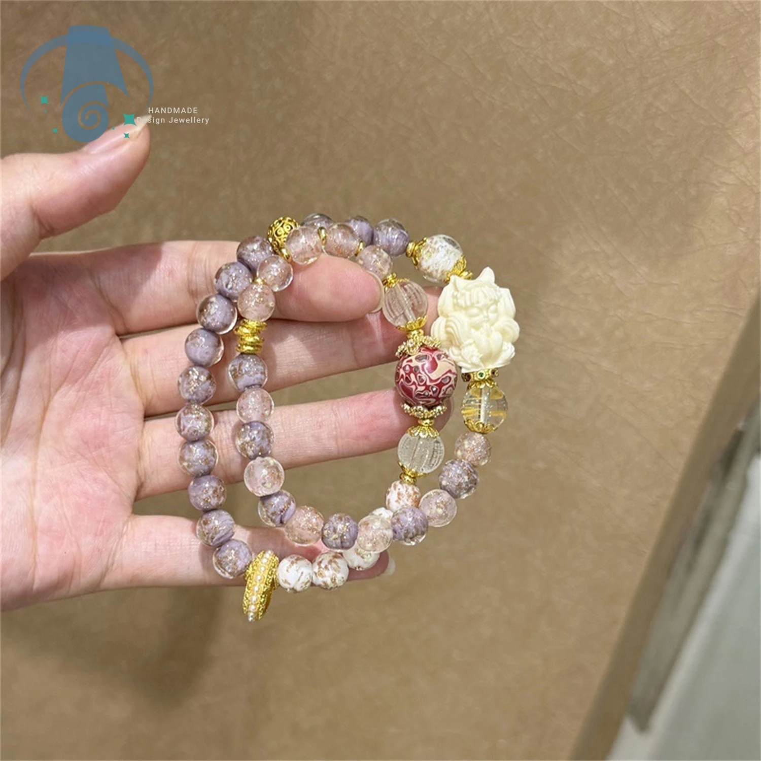 暗闇で光るキツネのブレスレット パープル発光九尾の狐チャーム - Aura Ethnic Fashion のレビューと価格
