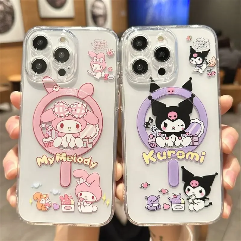 Cute Kuromi Melody Magsafe Magnetic Phone Case for Samsung Galaxy S25 S24 S23 S22 S21 S20 FE Plus Ultra 5G Soft Clear Tpu Cover