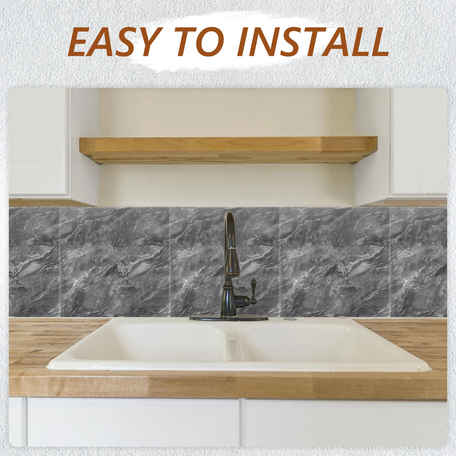 

10pcs Porcelain Tiles Wallpaper PVC Backsplash Self Adhesive Marble Effect Easy Installation Waterproof Living Room Bedroom