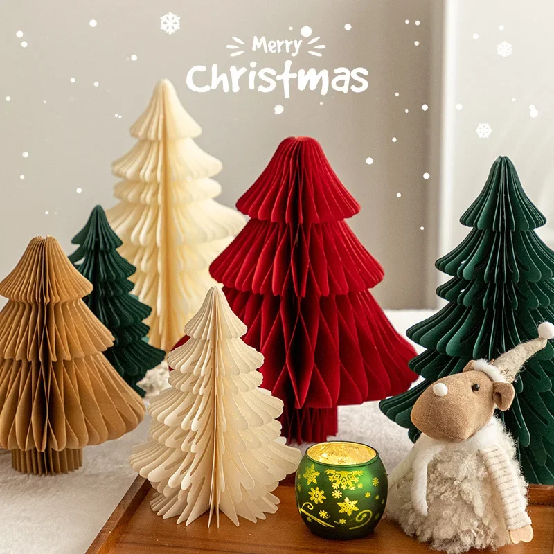 Christmas Honeycomb Decoration Christmas Tree Ornament Desk Accessorie Room Desktop Decor Favors Navidad Gifts New Year