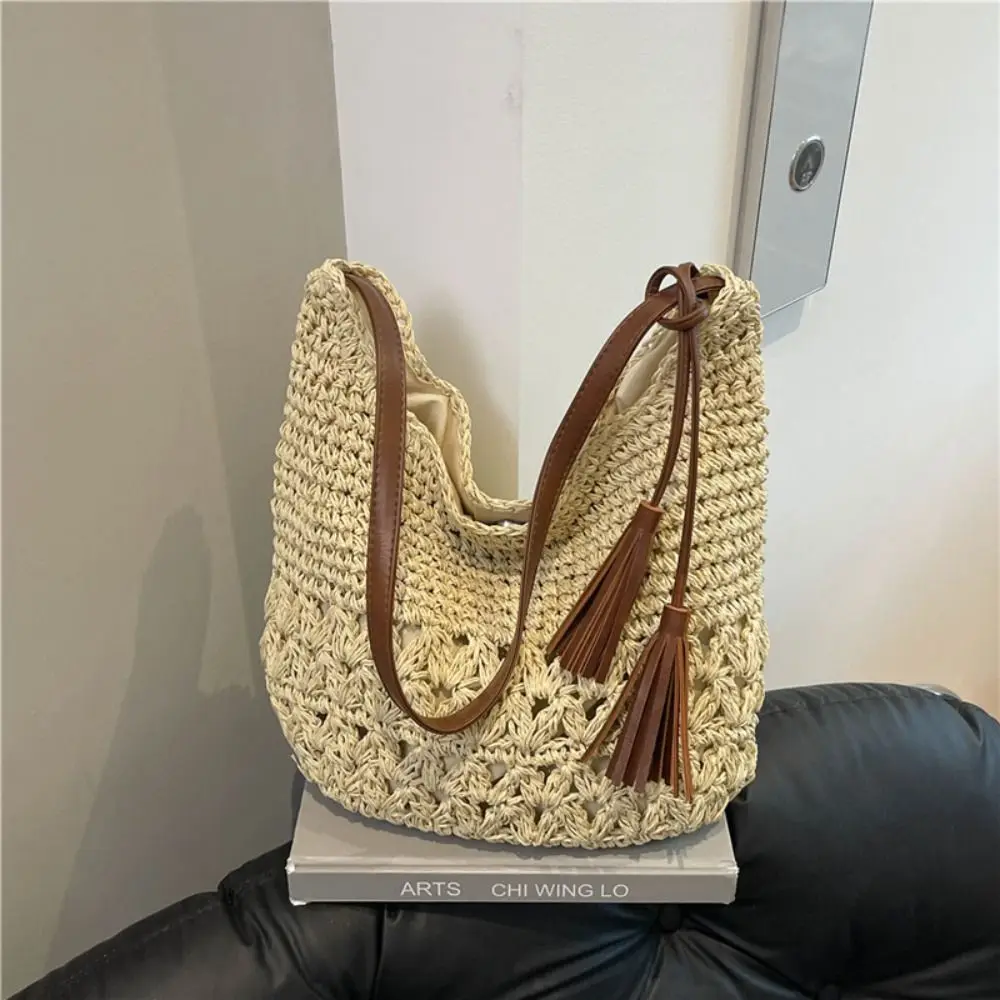 

New Causal Straw Woven Bag Large Capacity Woven Shoulder Bag Spring Summer Travel Shopper Totes
