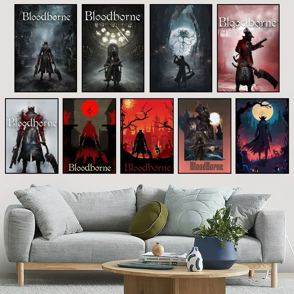 

Game Bloodborne Poster Small Bar Coffee House Decor Aesthetic Art Wall Painting Stickers Indoor