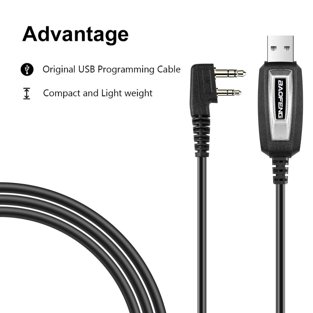 USB Programming Cable With CD for Baofeng UV-5R 82 888S UV-S9PLUS UV-13 16 17 21 Pro Quansheng UV-K5 5R Plus Walkie Talkie Radio