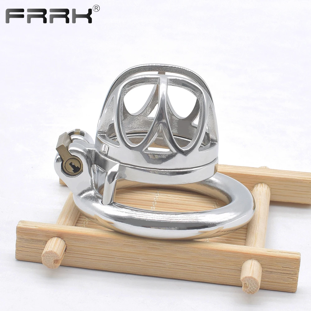 FRRK B Word Lock Toys for Men Steel Chastity Belt Metal Innie Cock Cage CBT Testicles Penis Rings BDSM Erotic Sexy Shop