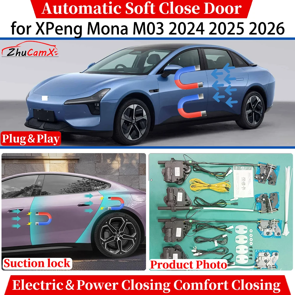 for XPeng Mona M03 2024 2025 2026 Automatic Soft Close Door Electric Power Closing Comfort Closing Suction lock Quiet System