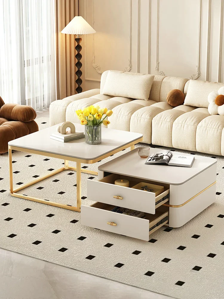 

Rock slab coffee table, cream style, home simple, modern, small apartment, Internet celebrity, light luxury, living room